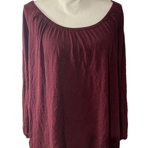 Michael Kors Women's Shirt Size Medium Red Ruffle Elastic Neck!!! - Picture 1 of 7